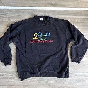 Vintage Disney‎ World 2000 Sweatshirt Adult Large Black Colorful Embroidery Y2K